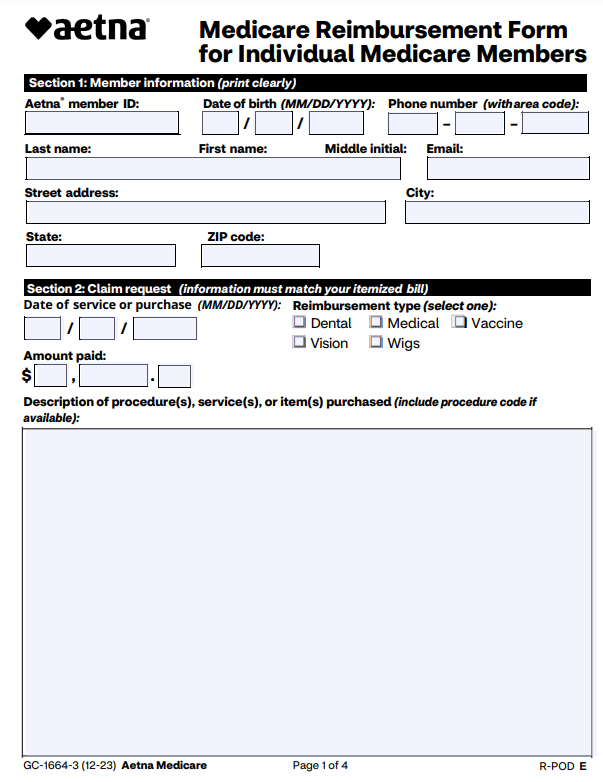 Aetna Reimbursement Form