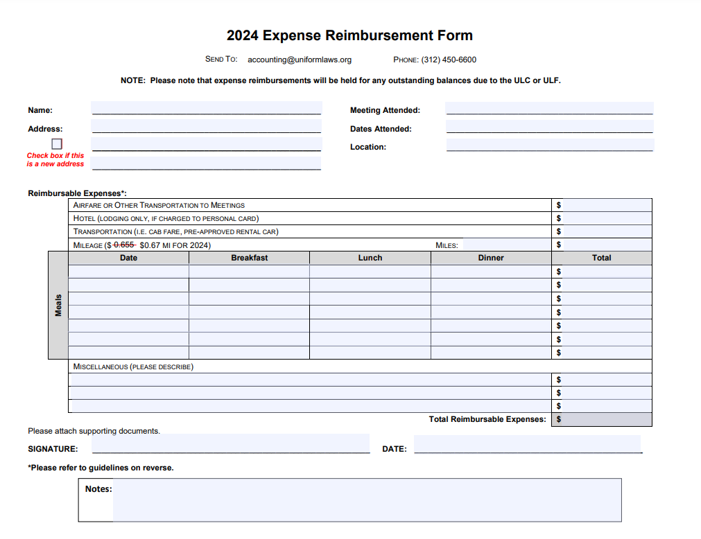 Expense Reimbursement Form