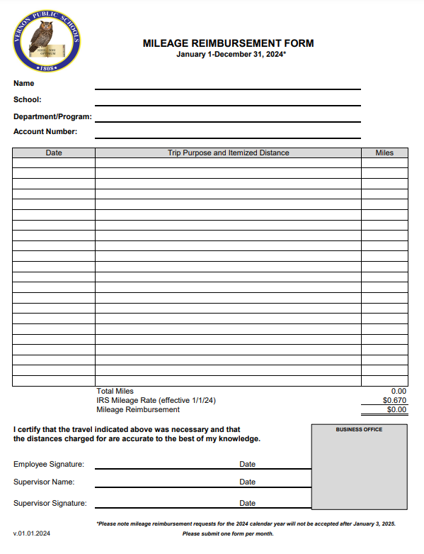 Reimbursement Form Template