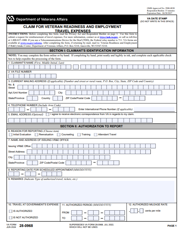 Va Forms Travel Reimbursement