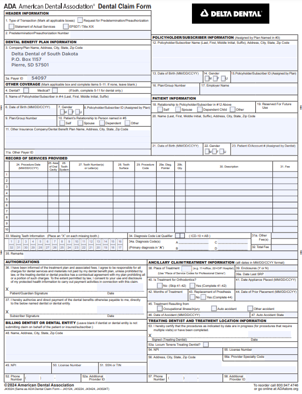 Delta Dental Reimbursement Form