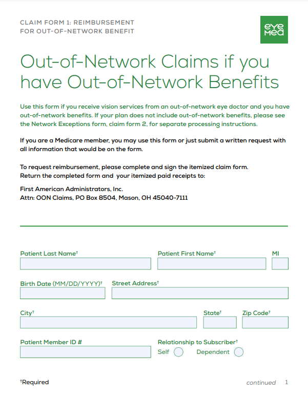 Eyemed Reimbursement Form