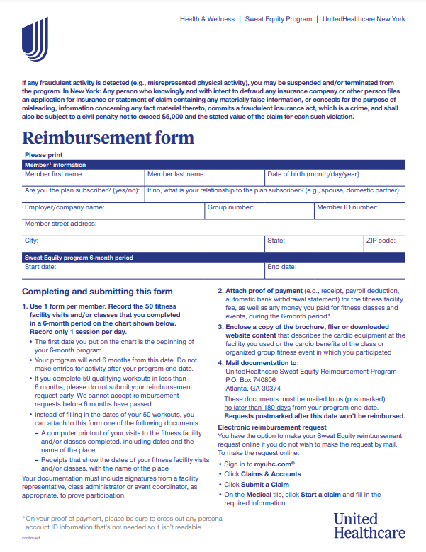 Sweat Equity Program Reimbursement Form